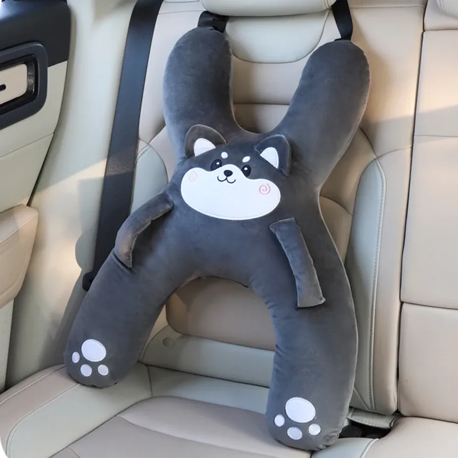 Coussin de nuque pour enfant à fixer sur la ceinture de sécurité, pour un maintien de la tête et un sommeil confortable pendant les longs trajets 5