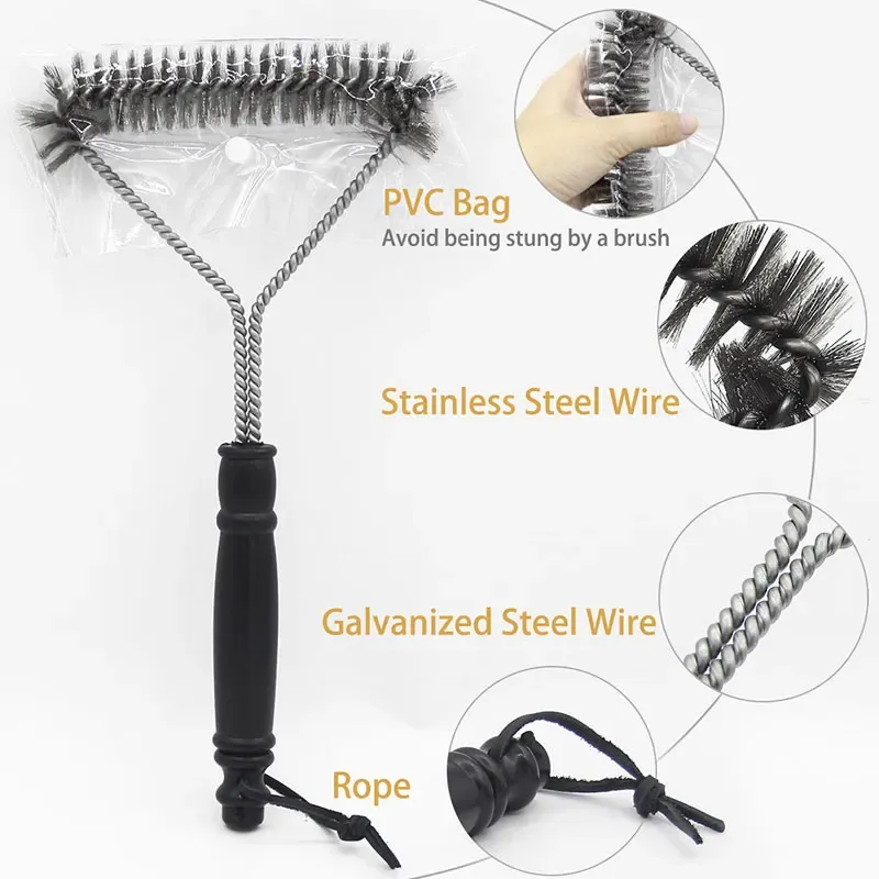 Brosse de nettoyage pour barbecue à poils en acier inoxydable 5