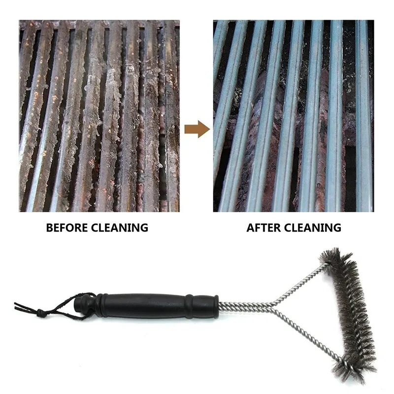 Brosse de nettoyage pour barbecue à poils en acier inoxydable 4