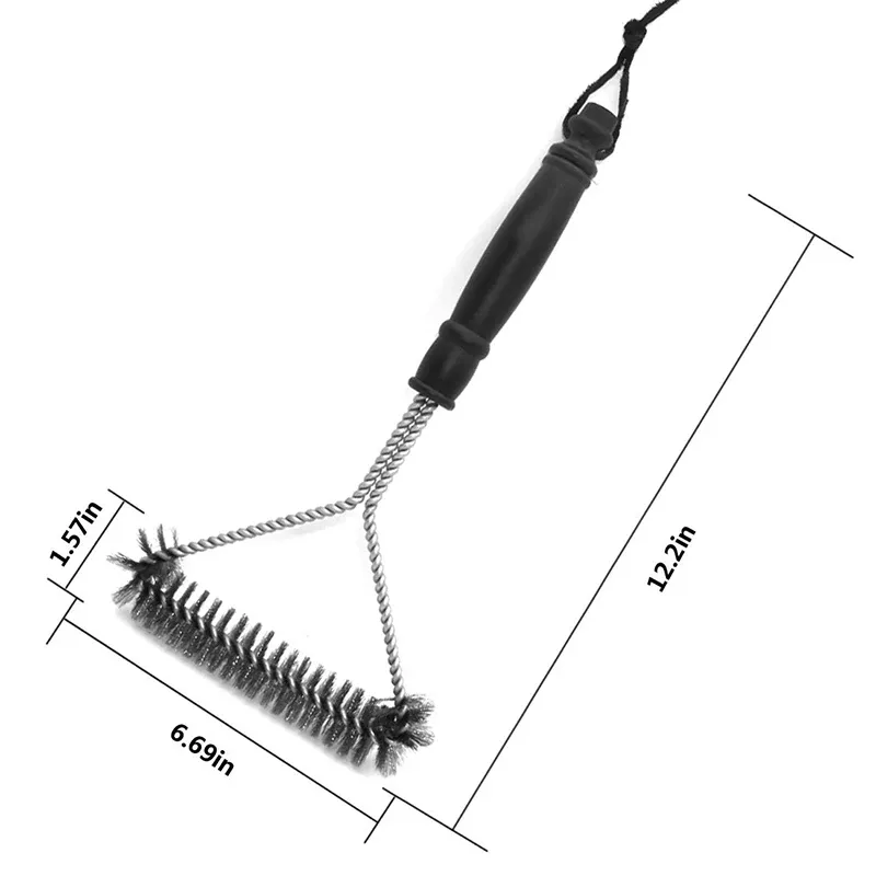 Détail de la brosse de nettoyage pour barbecue