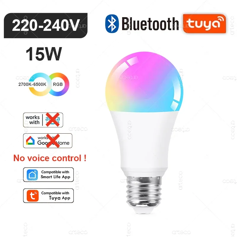 Ampoule LED intelligente Tuya E14 à intensité variable, WiFi, Zigbee et Bluetooth, 2700–6500 K, RVB, compatible Alexa et Google 18