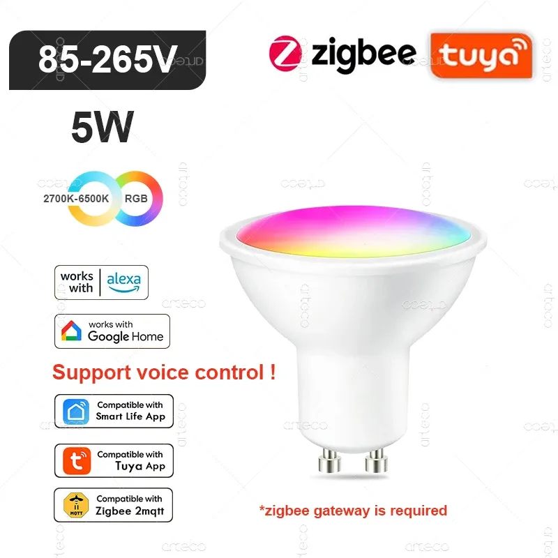 Ampoule LED intelligente Tuya E14 à intensité variable, WiFi, Zigbee et Bluetooth, 2700–6500 K, RVB, compatible Alexa et Google 10