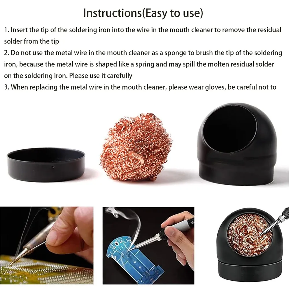 Pointe de fer à souder, nettoyeur de pointe, support pour fil, boule en acier, dessoudeur d'étain, filtre à mailles 4