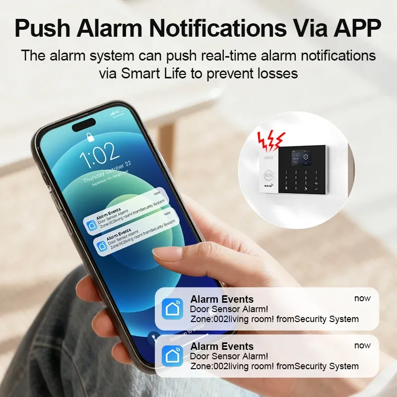 Système d'alarme intelligent PGST 4G WiFi GSM pour maison, kit sans fil avec capteur de porte, compatible application Smart Life et Alexa, capteur 433 MHz 5
