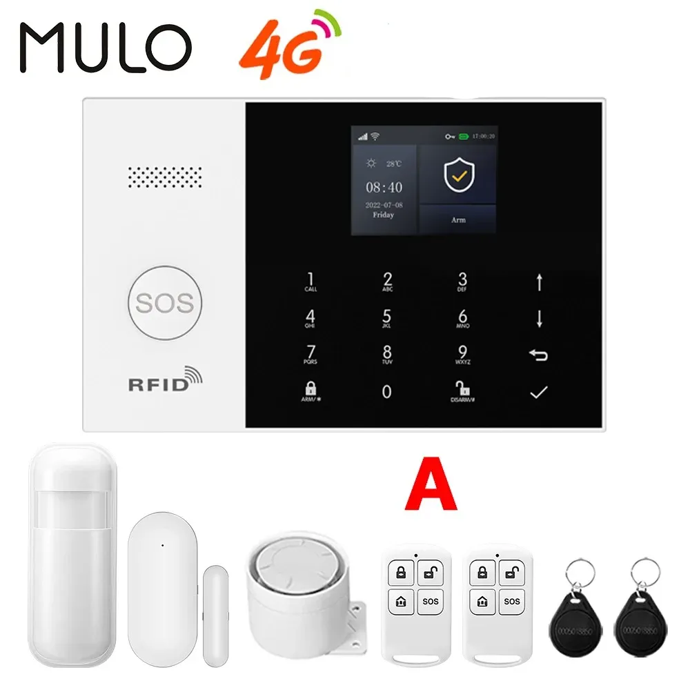 Système d'alarme intelligent PGST 4G WiFi GSM pour maison, kit sans fil avec capteur de porte, compatible application Smart Life et Alexa, capteur 433 MHz 7