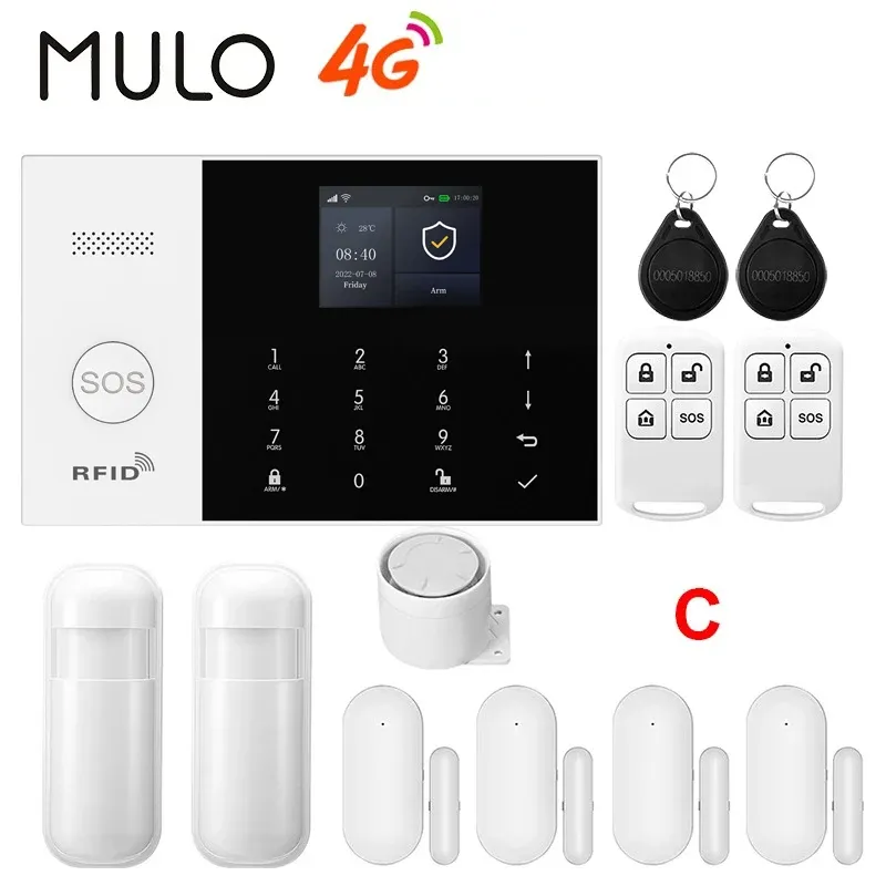 Système d'alarme intelligent PGST 4G WiFi GSM pour maison, kit sans fil avec capteur de porte, compatible application Smart Life et Alexa, capteur 433 MHz 11