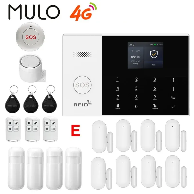Système d'alarme intelligent PGST 4G WiFi GSM pour maison, kit sans fil avec capteur de porte, compatible application Smart Life et Alexa, capteur 433 MHz 9