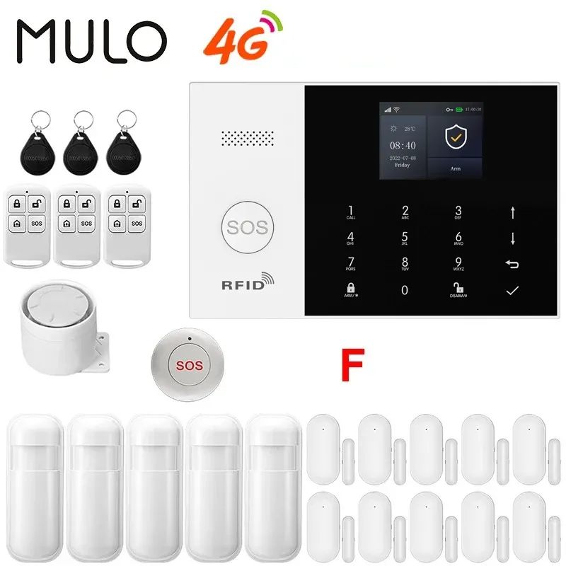 Système d'alarme intelligent PGST 4G WiFi GSM pour maison, kit sans fil avec capteur de porte, compatible application Smart Life et Alexa, capteur 433 MHz 10