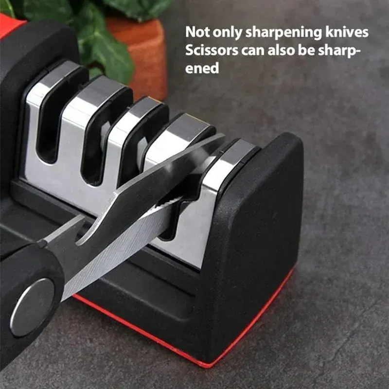 Aiguiseur de couteaux 3 étapes en acier inoxydable, pour couteaux de cuisine, aiguisage à trois niveaux 6