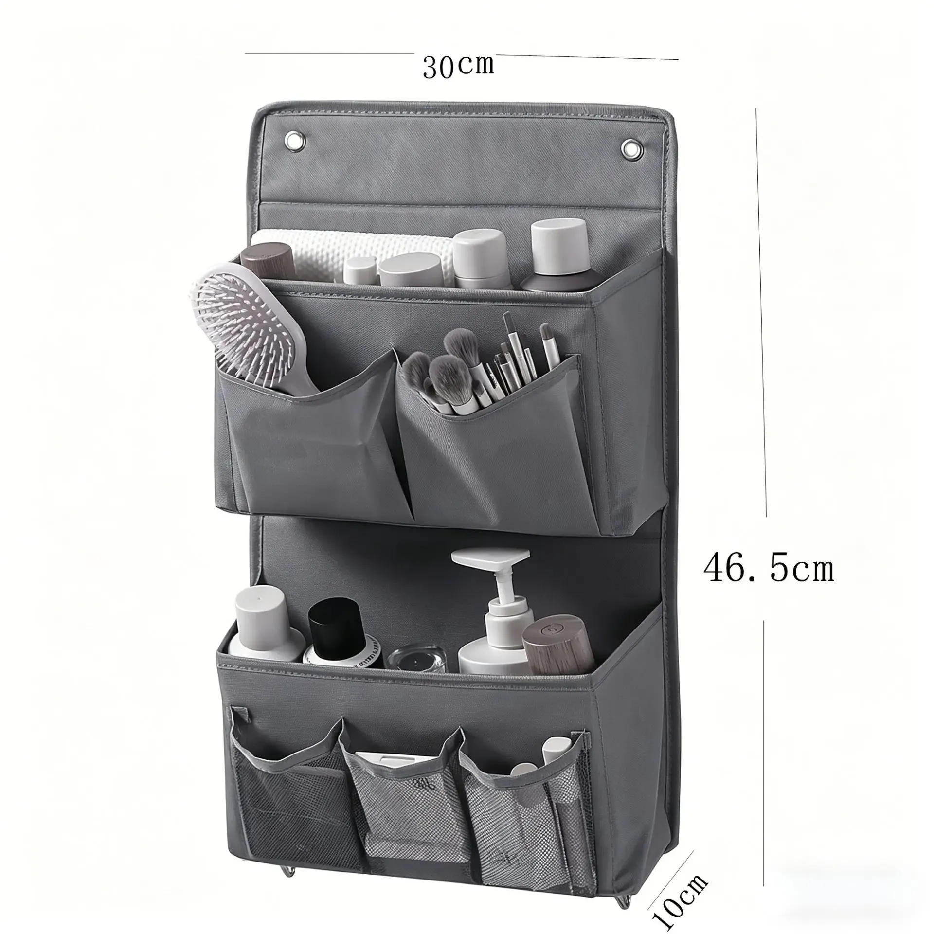 Organisateur mural suspendu gris en tissu à compartiments multiples avec fenêtre transparente, pour placard et bureau 8