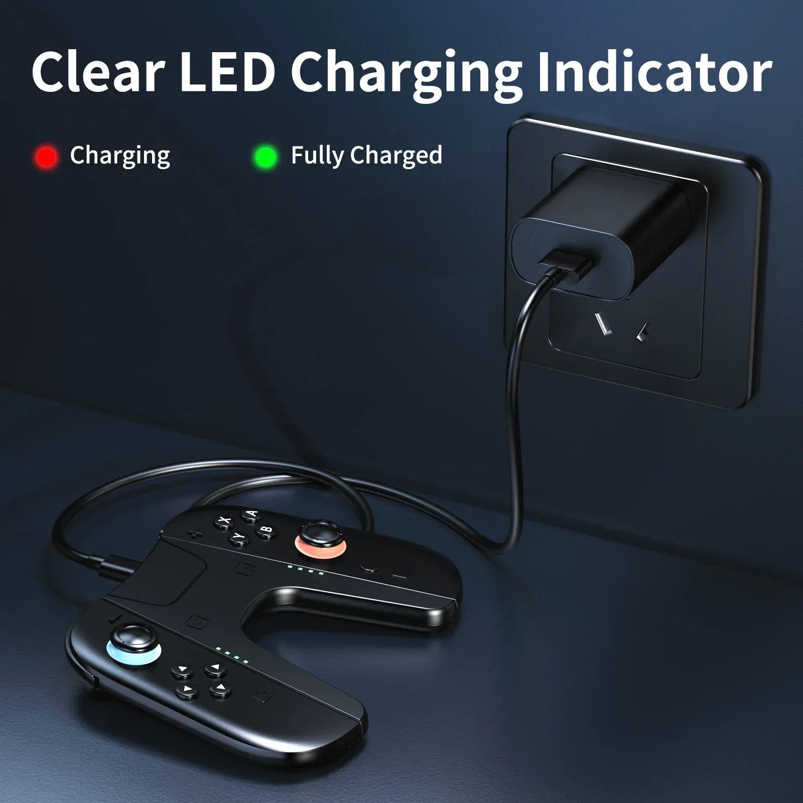 Poignée de charge double Type-C avec indicateur LED pour 2 manettes Joy-Con, compatible Switch et Switch 2 3