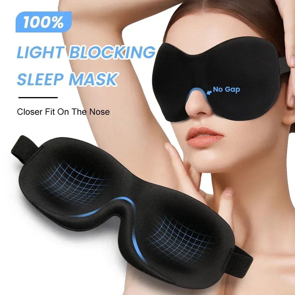 Masque de sommeil 3D, occultant, respirant, couvre-yeux, sommeil naturel, mousse à mémoire de forme, bandeau pour les yeux 4