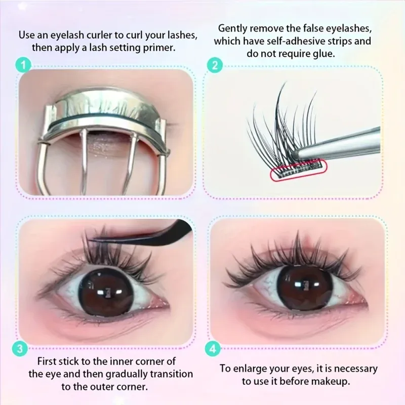 Cils auto-adhésifs C-Curl sans colle, pour le quotidien et les occasions spéciales, faciles à appliquer pour les débutantes 6