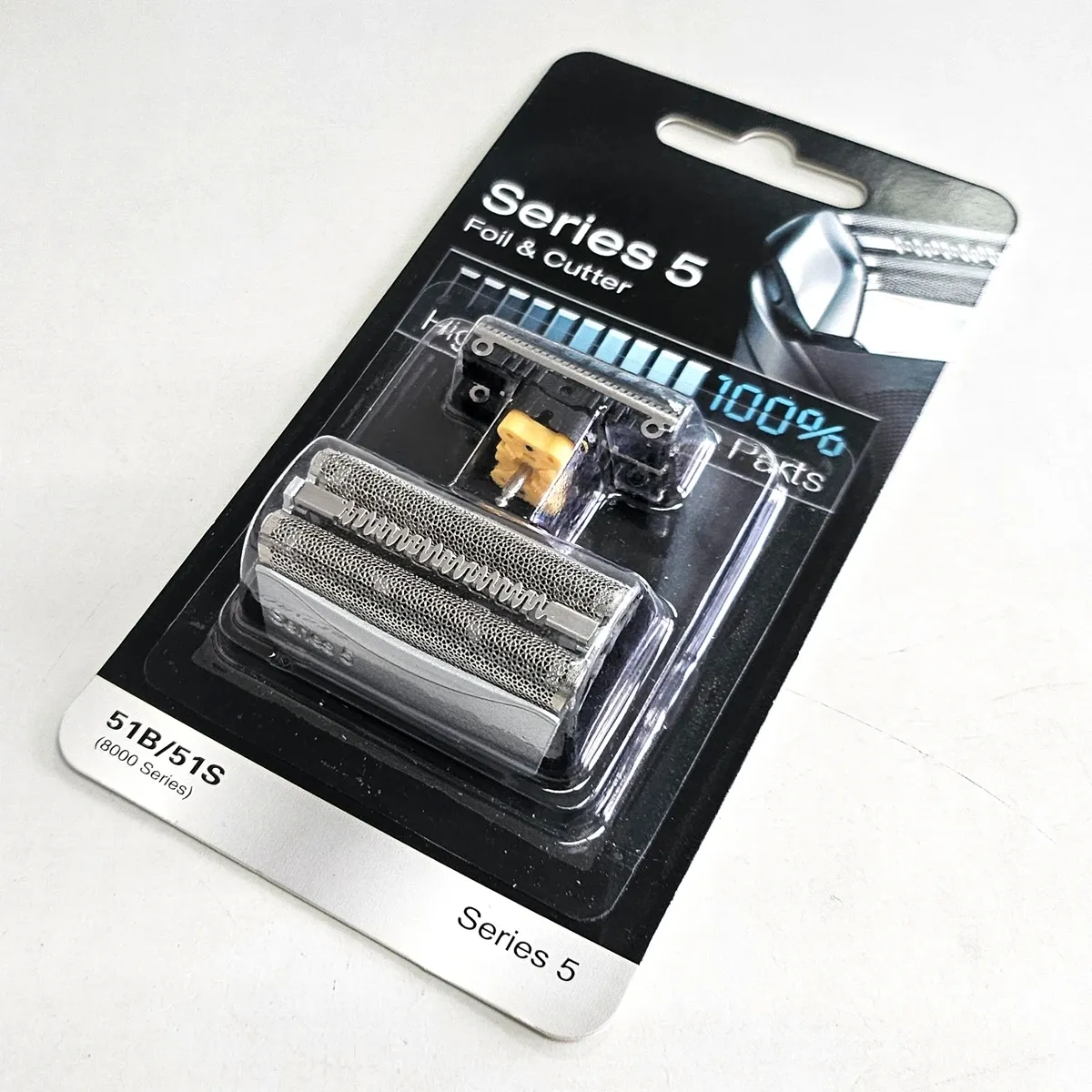 Tête de coupe de rechange en aluminium argenté 51S, compatible avec rasoirs électriques Braun séries 5 : WFS1, WFS2, 510, 550, 560, 570CC, 590CC