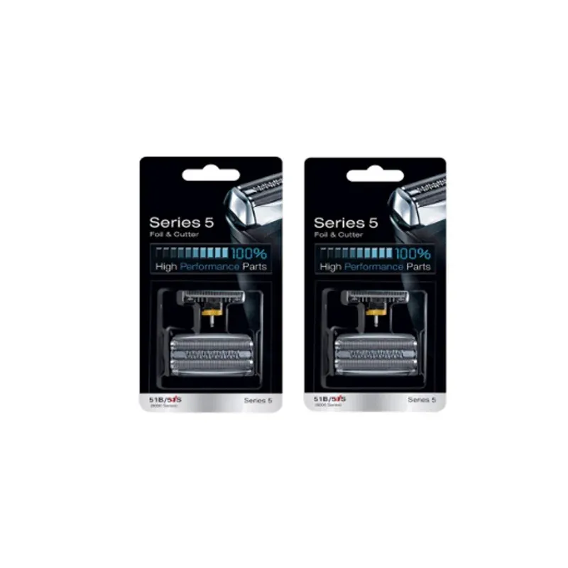 Tête de coupe de rechange en aluminium argenté 51S, compatible avec rasoirs électriques Braun séries 5 : WFS1, WFS2, 510, 550, 560, 570CC, 590CC 3