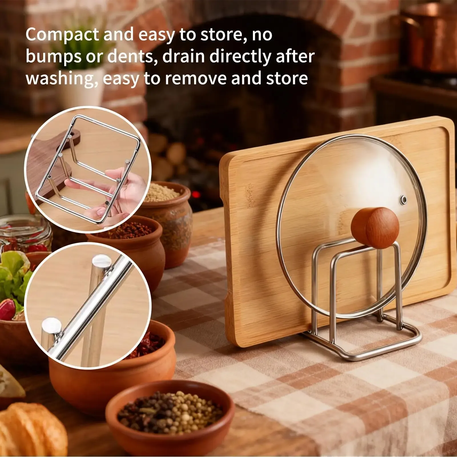 Organisateur de couvercles et planches à découper en acier inoxydable, gain de place, 1/2/3 pièces - Support de comptoir robuste pour cuisine 3
