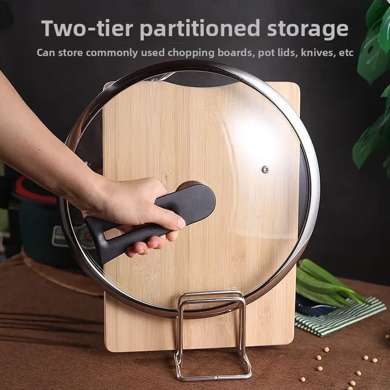Organisateur de couvercles et planches à découper en acier inoxydable, gain de place, 1/2/3 pièces - Support de comptoir robuste pour cuisine 5