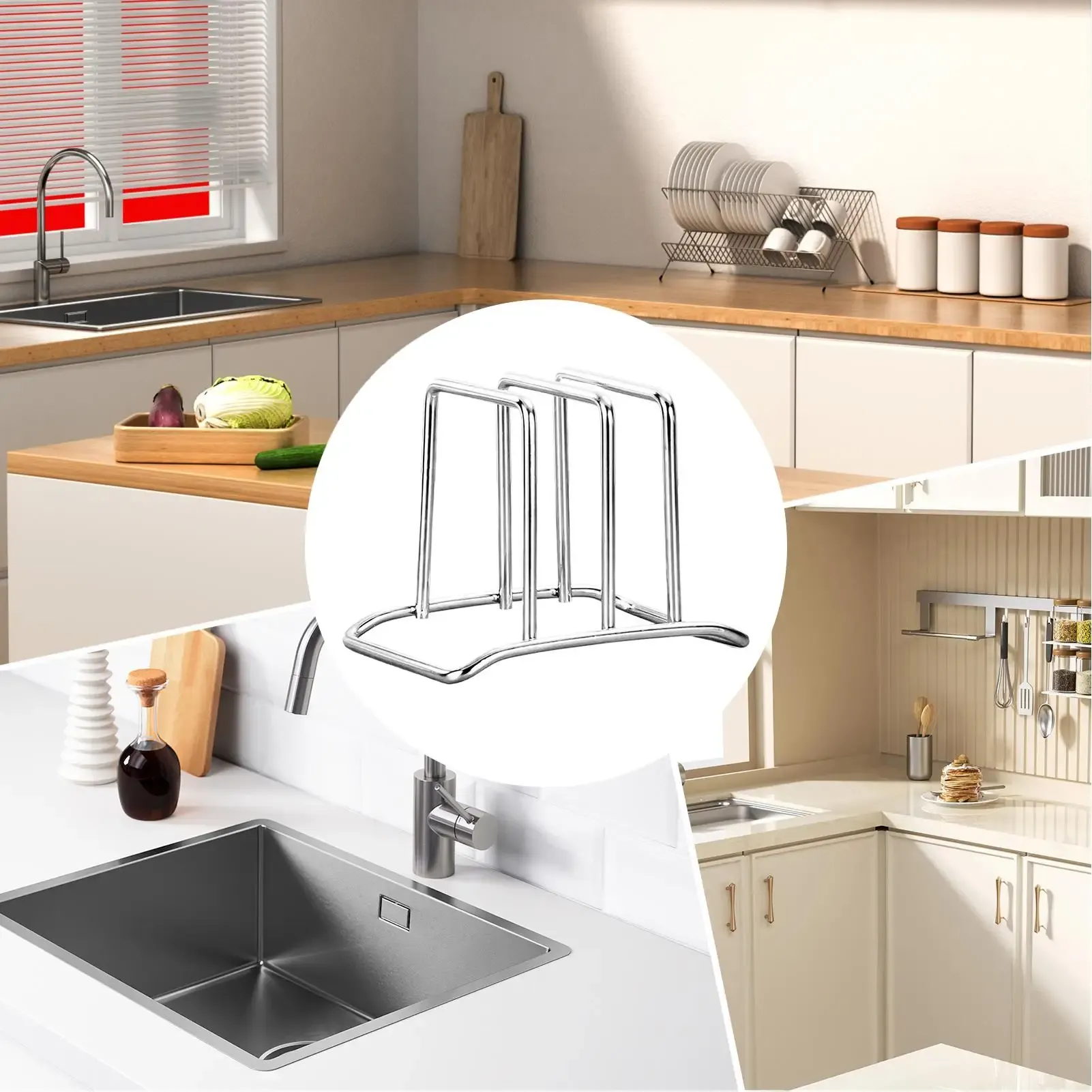 Organisateur de couvercles et planches à découper en acier inoxydable, gain de place, 1/2/3 pièces - Support de comptoir robuste pour cuisine 4