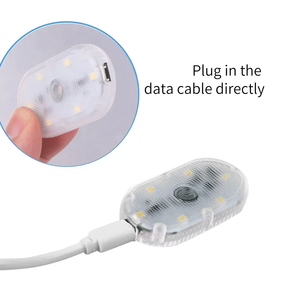 Éclairage LED pour habitacle de voiture, veilleuse sous tableau de bord et lampe de lecture rechargeable USB avec capteur tactile 4