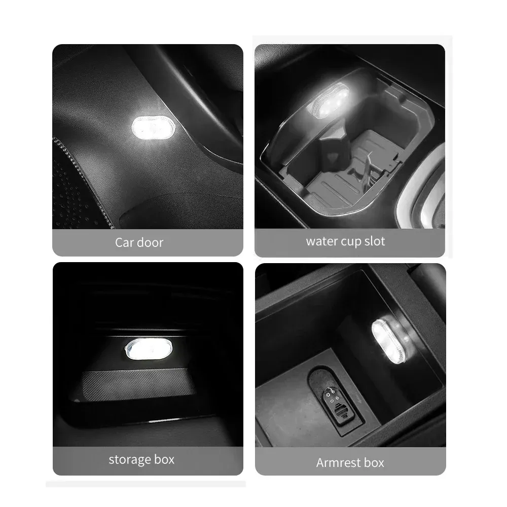 Éclairage LED pour habitacle de voiture, veilleuse sous tableau de bord et lampe de lecture rechargeable USB avec capteur tactile 6