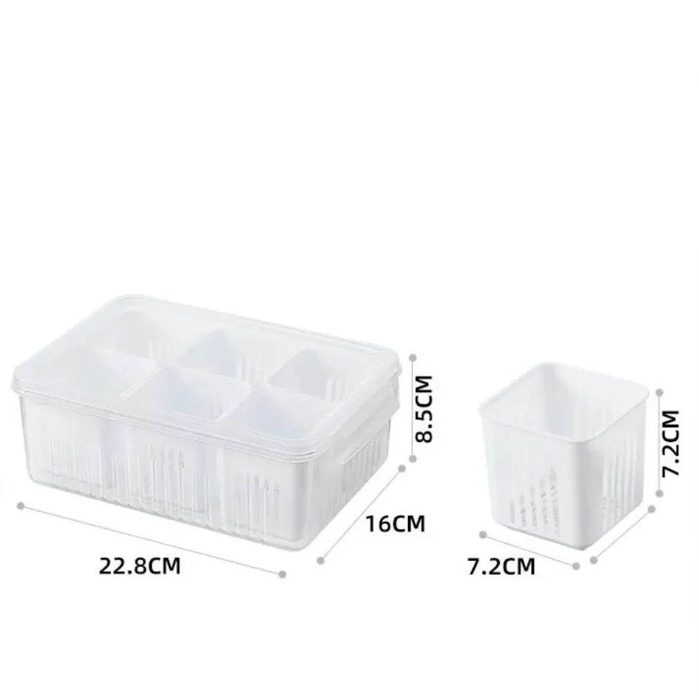 Bac de conservation pour réfrigérateur, boîte de rangement alimentaire pour gingembre, ail et oignon, avec panier d'égouttage pour fruits et légumes, organisateur de cuisine 6