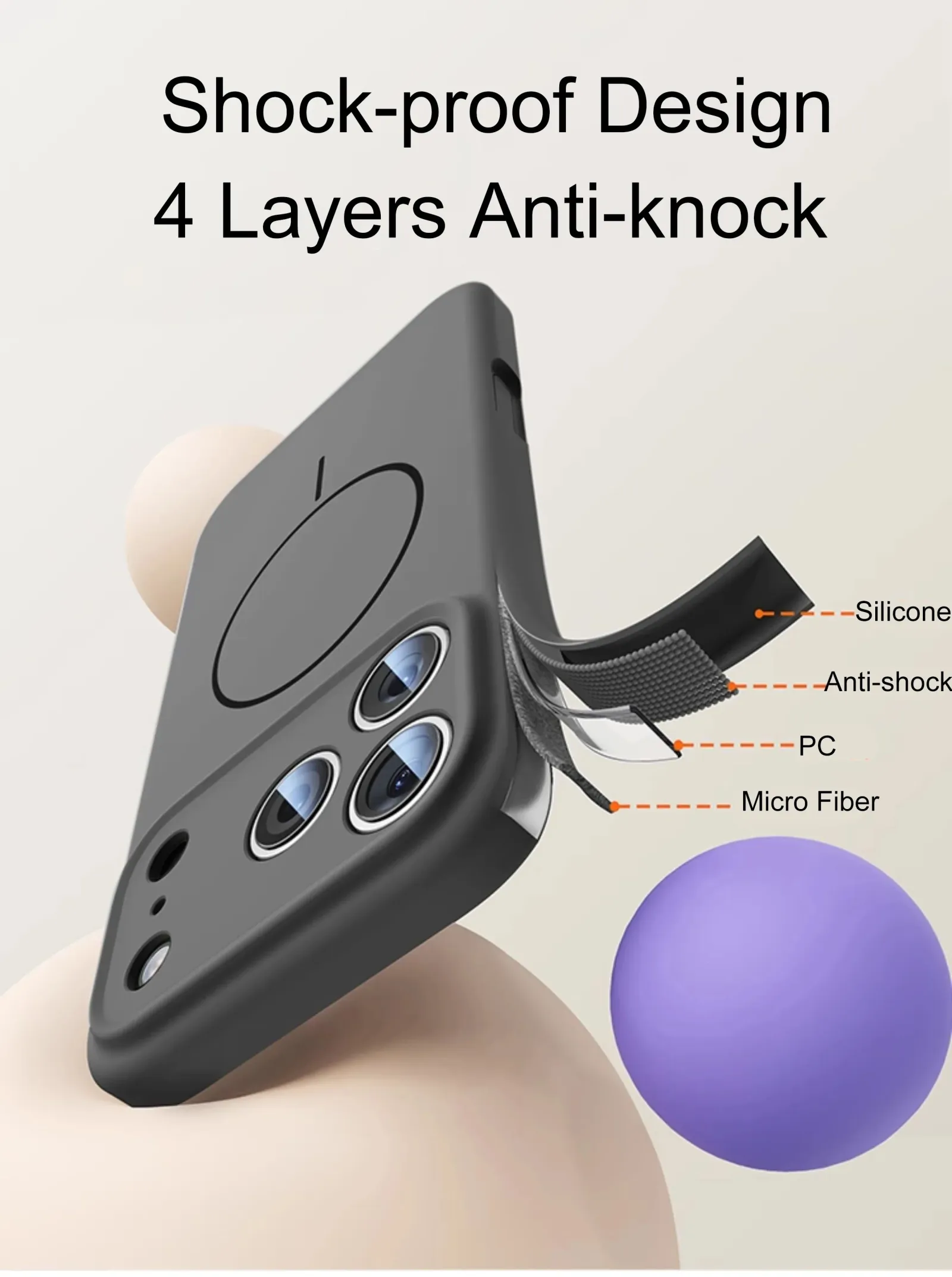 Coque en silicone liquide magnétique, texture douce