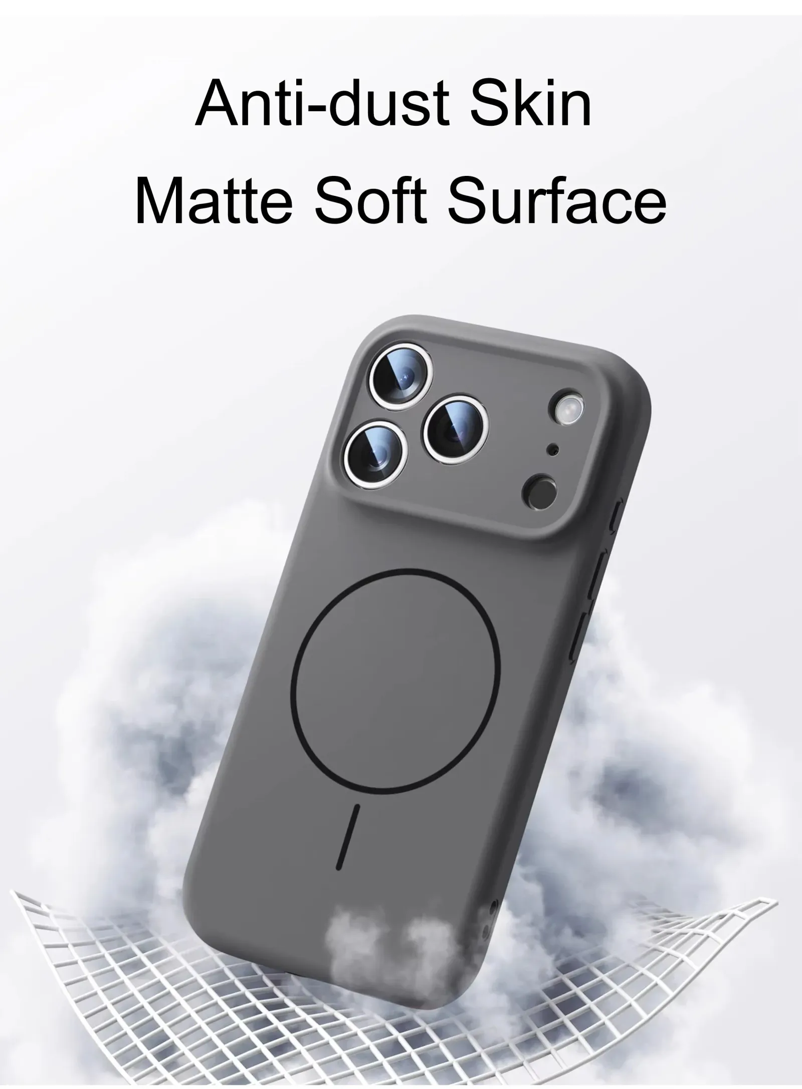 Coque en silicone liquide magnétique, présentation sur téléphone