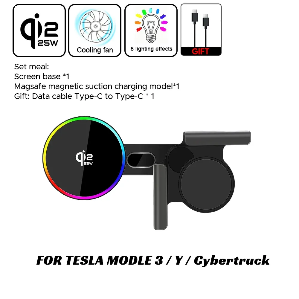 Support de téléphone magnétique pour voiture avec chargeur sans fil 15 W et Qi2.2 25 W, compatible MagSafe, pour Tesla Model Y et Model 3 JUNIPER 2026 11