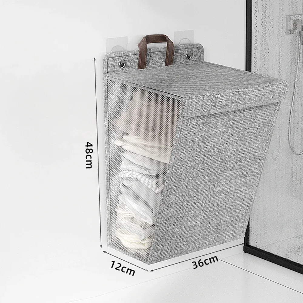 Panier à linge mural pliable à fixation adhésive, sans perçage 6