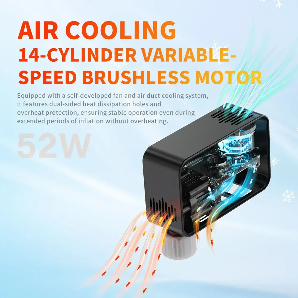 TOWILD A15 – Pompe à air électrique intelligente pour vélo, 150 PSI, mini pompe portable pour pneus avant et arrière 3