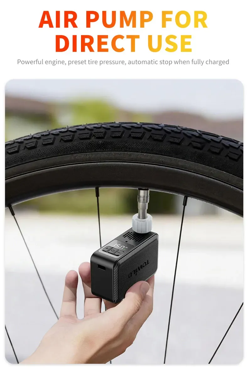 Utilisation directe de la pompe TOWILD A15 sur un pneu