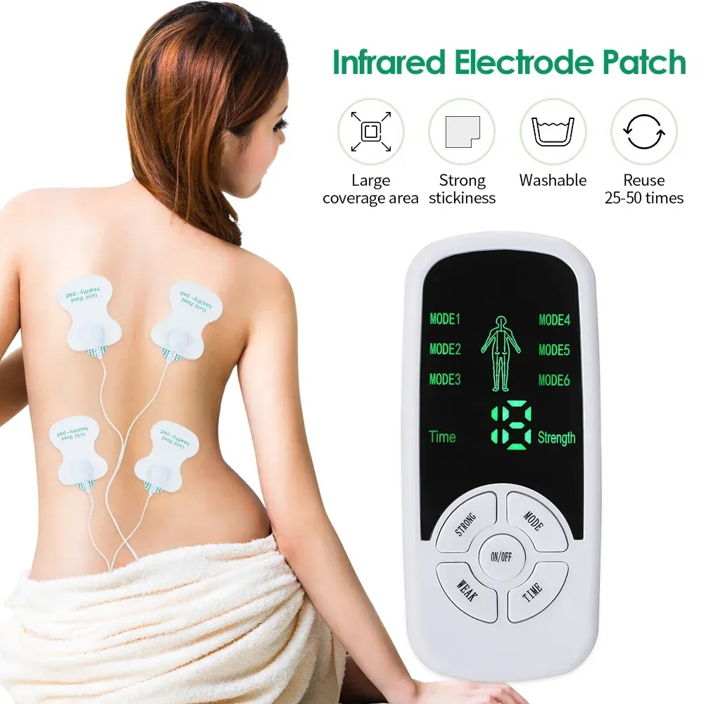 Stimulateur musculaire électrique EMS à impulsions, masseur dos et cou avec électrothérapie TENS, massage numérique avec électrodes