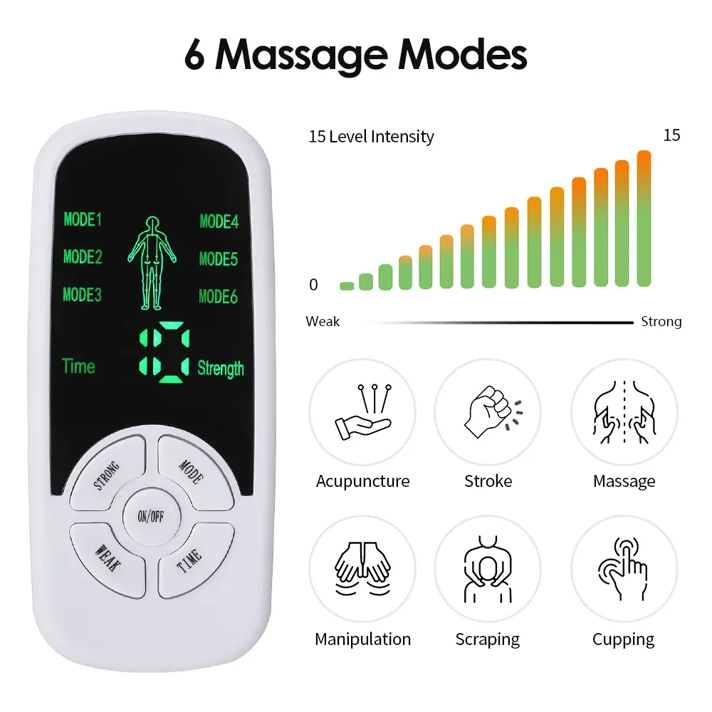 Six modes de massage avec quinze niveaux d'intensité