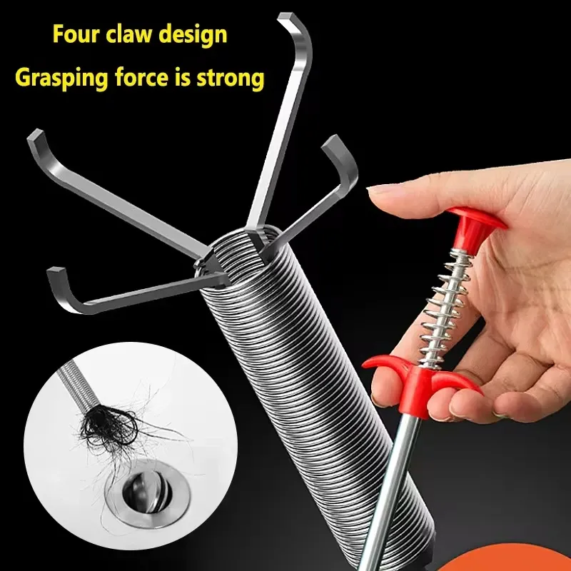 Déboucheur flexible multifonction 90/160 cm pour canalisations, outil de nettoyage et de récupération de cheveux - Image 1