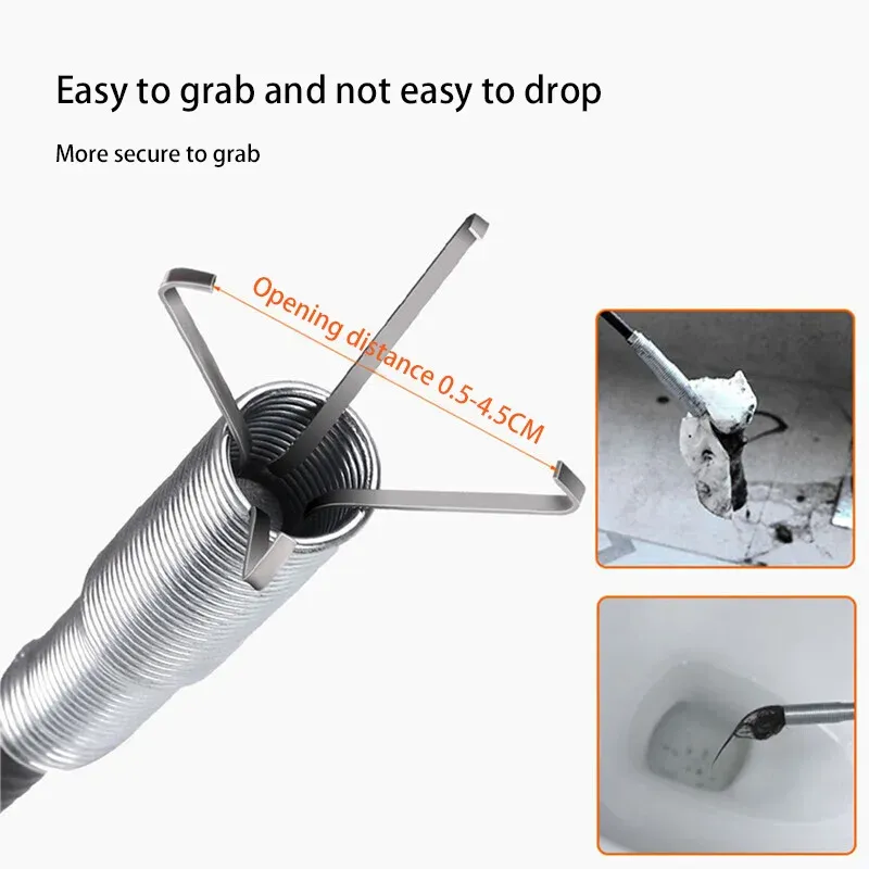 Déboucheur flexible multifonction 90/160 cm pour canalisations, outil de nettoyage et de récupération de cheveux 3