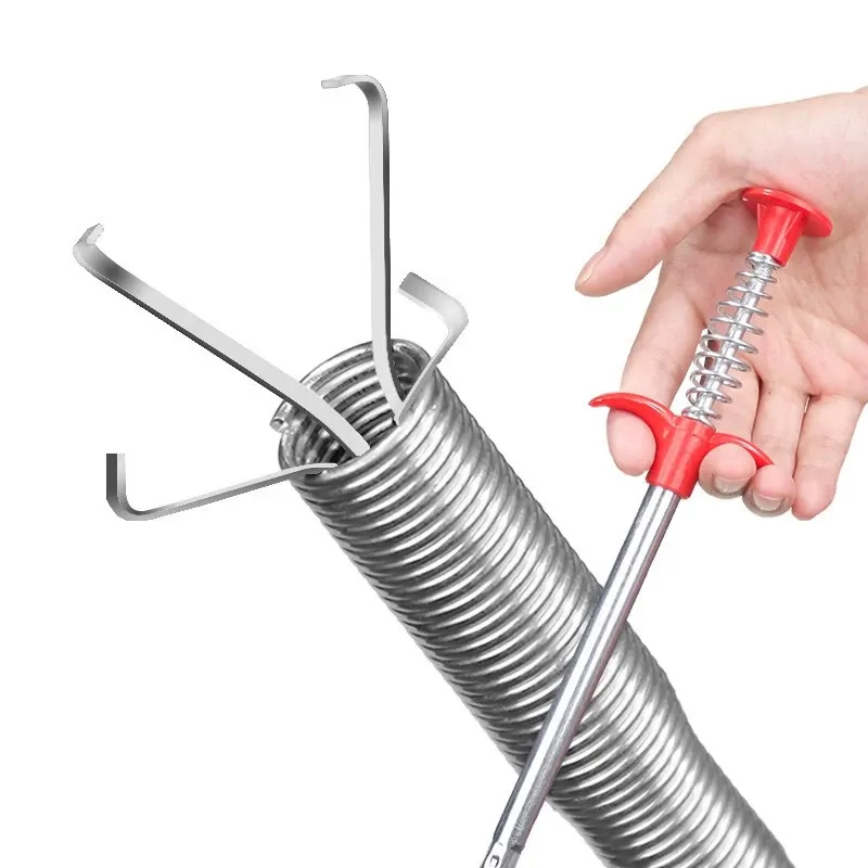 Déboucheur flexible multifonction 90/160 cm pour canalisations, outil de nettoyage et de récupération de cheveux 2