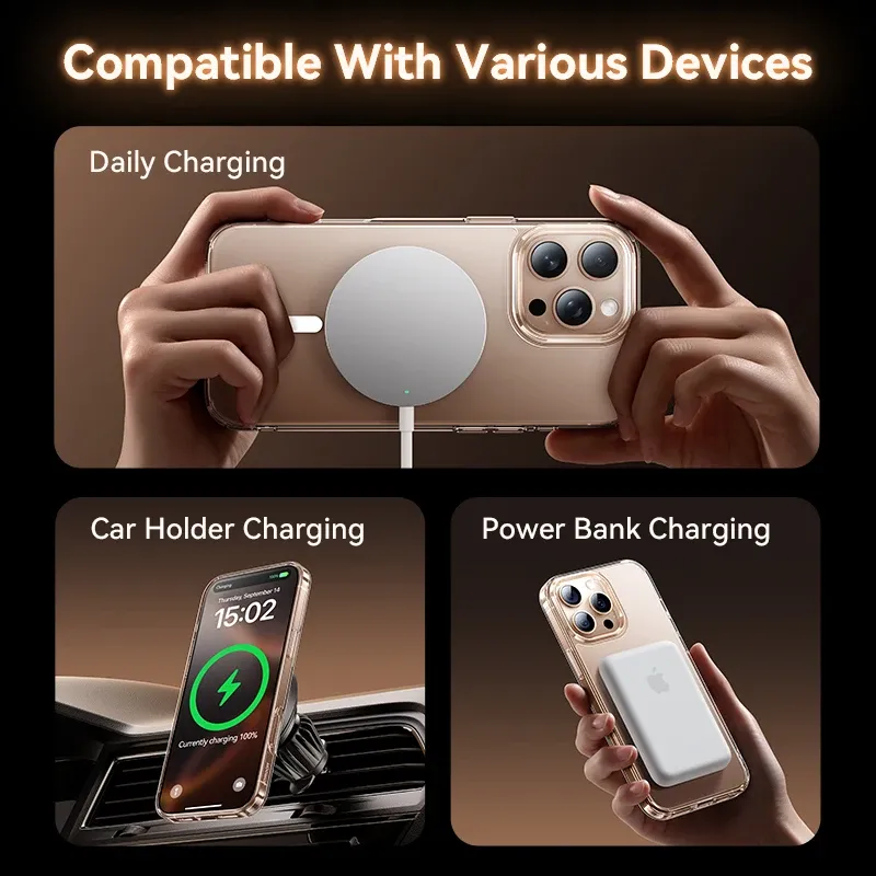 Coque Joyroom magnétique givrée pour iPhone 17 Pro Max, antichoc, finition mate, compatible chargeur sans fil 4