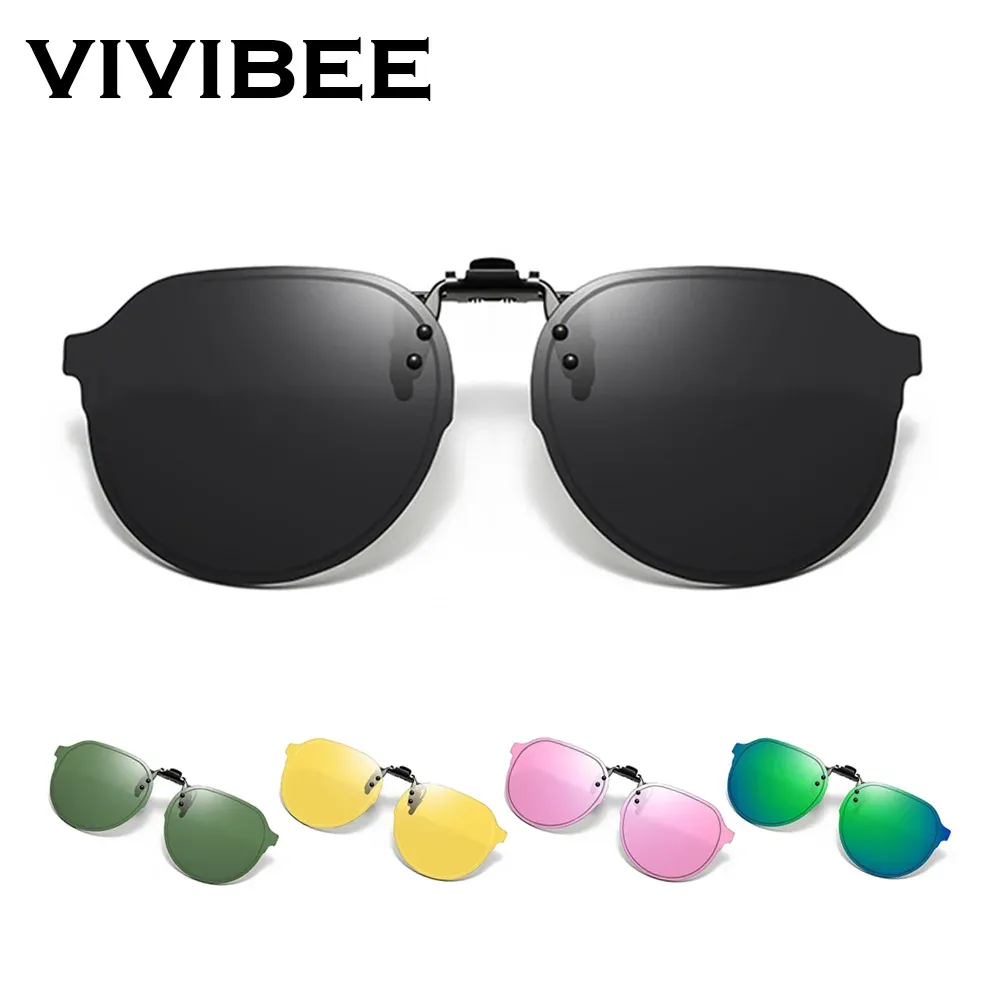 VIVIBEE Clip relevable pour lunettes de soleil polarisées, homme et femme, conduite et pêche, protection UV400, vision nocturne