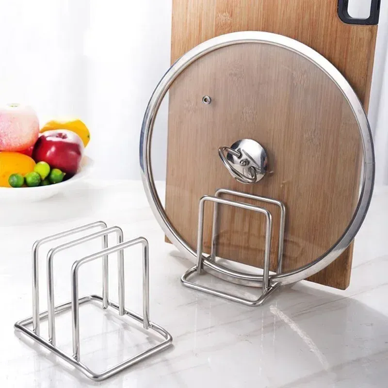 Support de planche à découper et couvercle de casserole en acier inoxydable, 1 pièce, pour cuisine, organisateur de planches à découper stable, pour bureau 2