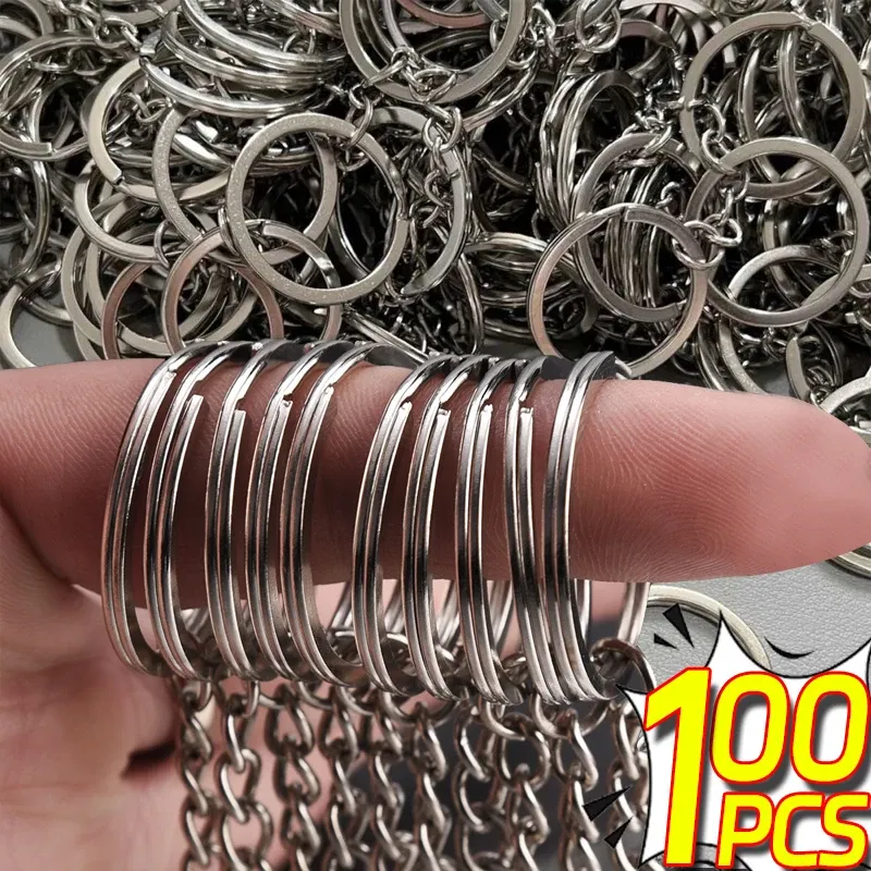 Porte-clés en métal avec anneaux fendus, chaîne à maillons, pendentifs, anneaux de support, bricolage, accessoires, outils 2