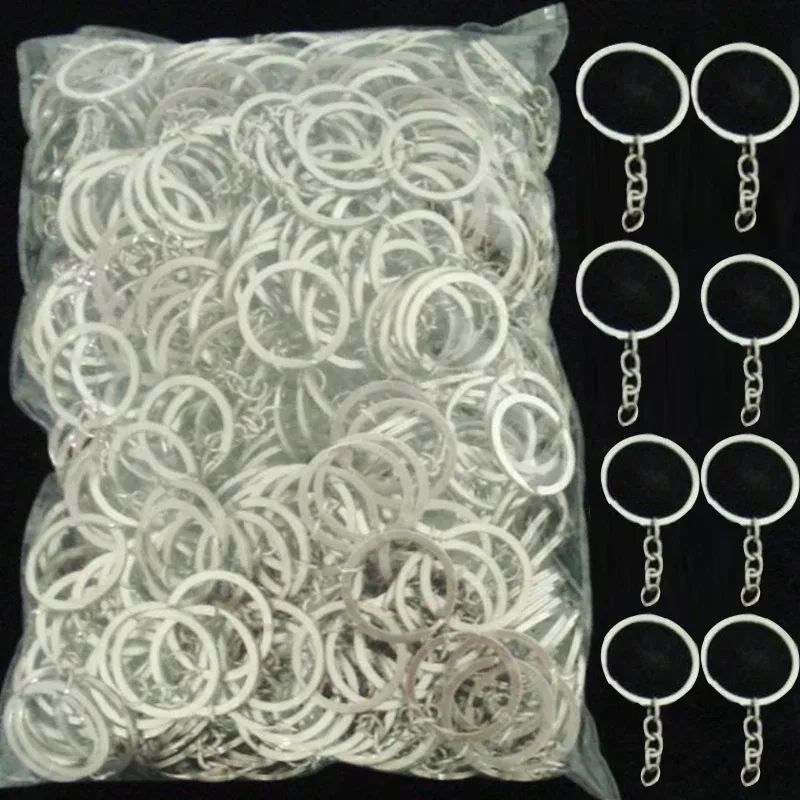 Porte-clés en métal avec anneaux fendus, chaîne à maillons, pendentifs, anneaux de support, bricolage, accessoires, outils 3