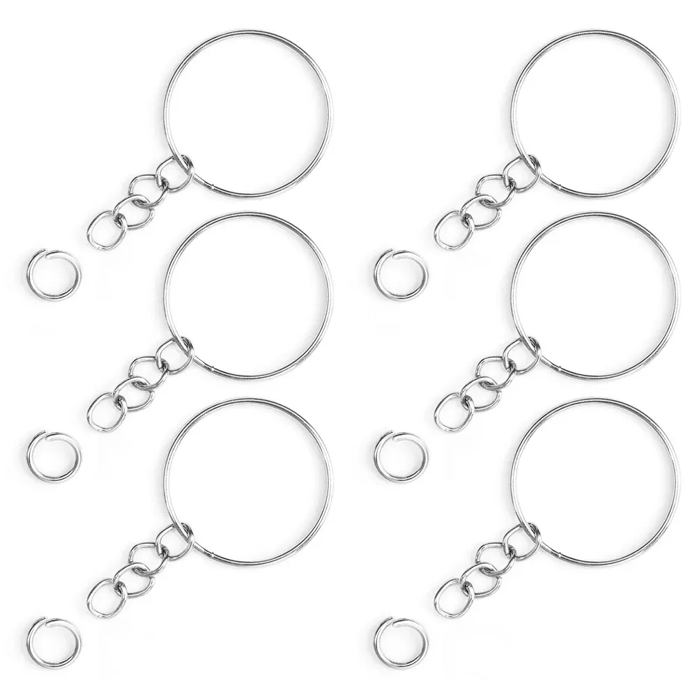 Porte-clés en métal avec anneaux fendus, chaîne à maillons, pendentifs, anneaux de support, bricolage, accessoires, outils 6