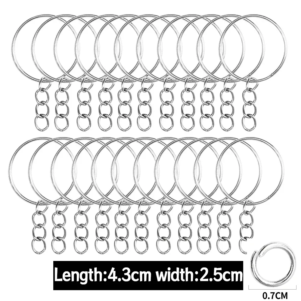 Porte-clés en métal avec anneaux fendus, chaîne à maillons, pendentifs, anneaux de support, bricolage, accessoires, outils 7