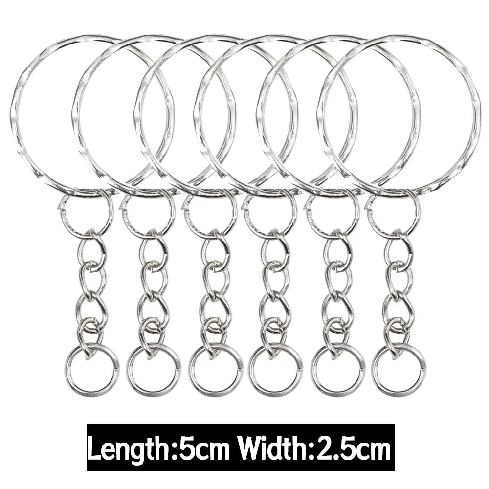 Porte-clés en métal avec anneaux fendus, chaîne à maillons, pendentifs, anneaux de support, bricolage, accessoires, outils 8