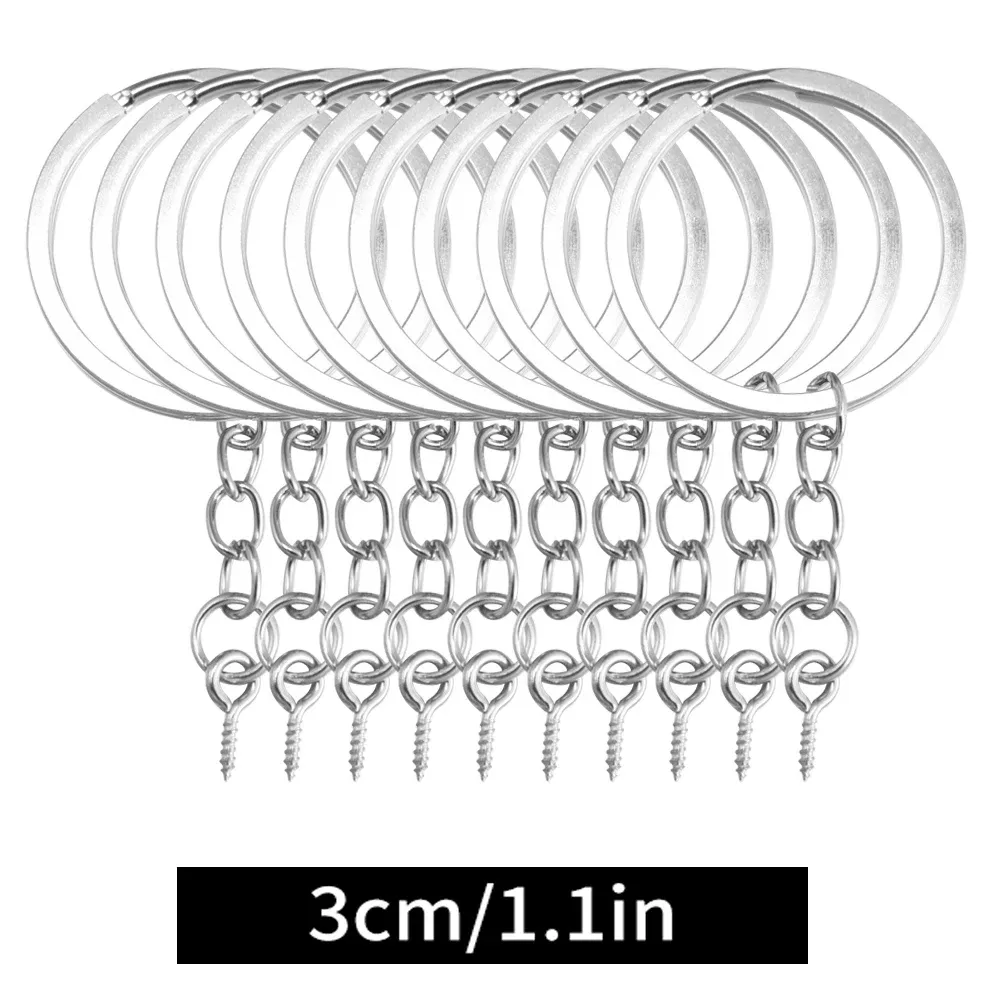 Porte-clés en métal avec anneaux fendus, chaîne à maillons, pendentifs, anneaux de support, bricolage, accessoires, outils 9