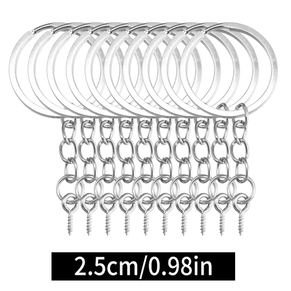 Porte-clés en métal avec anneaux fendus, chaîne à maillons, pendentifs, anneaux de support, bricolage, accessoires, outils 10