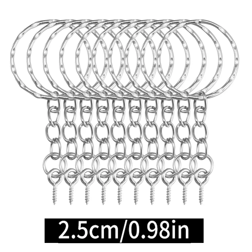 Porte-clés en métal avec anneaux fendus, chaîne à maillons, pendentifs, anneaux de support, bricolage, accessoires, outils 11