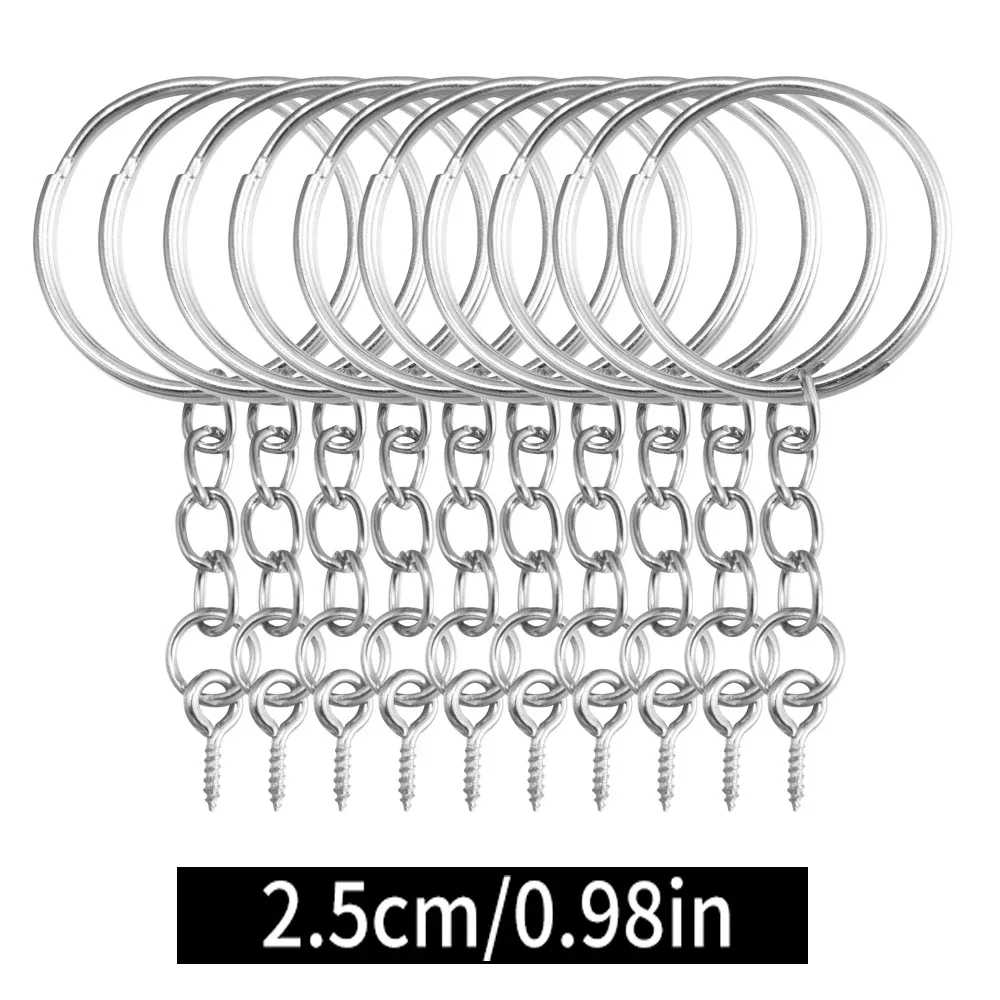Porte-clés en métal avec anneaux fendus, chaîne à maillons, pendentifs, anneaux de support, bricolage, accessoires, outils 12