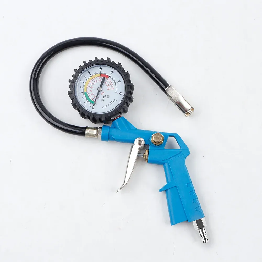 Manomètre de pression des pneus UE pour voiture, moto et SUV, pompe de gonflage 3 en 1, outil de réparation de pneus durable au design à gâchette, disponible en 4 couleurs, compatible avec compresseur d'air 3