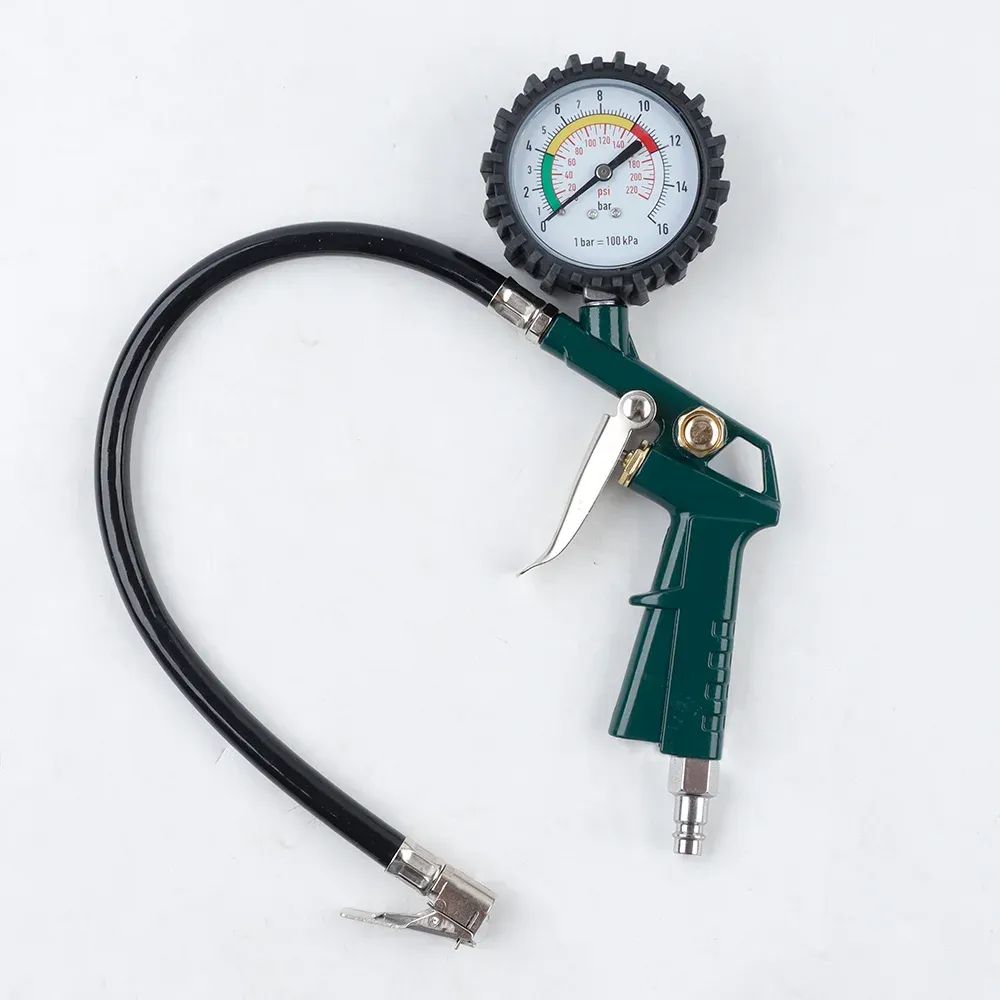 Manomètre de pression des pneus UE pour voiture, moto et SUV, pompe de gonflage 3 en 1, outil de réparation de pneus durable au design à gâchette, disponible en 4 couleurs, compatible avec compresseur d'air 5